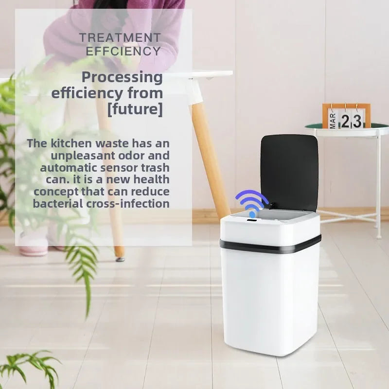 13L Smart Sensor Trash Can Fully Automatic Waterproof for Kitchen Living Room Household Bathroom Toilet Garbage Bin