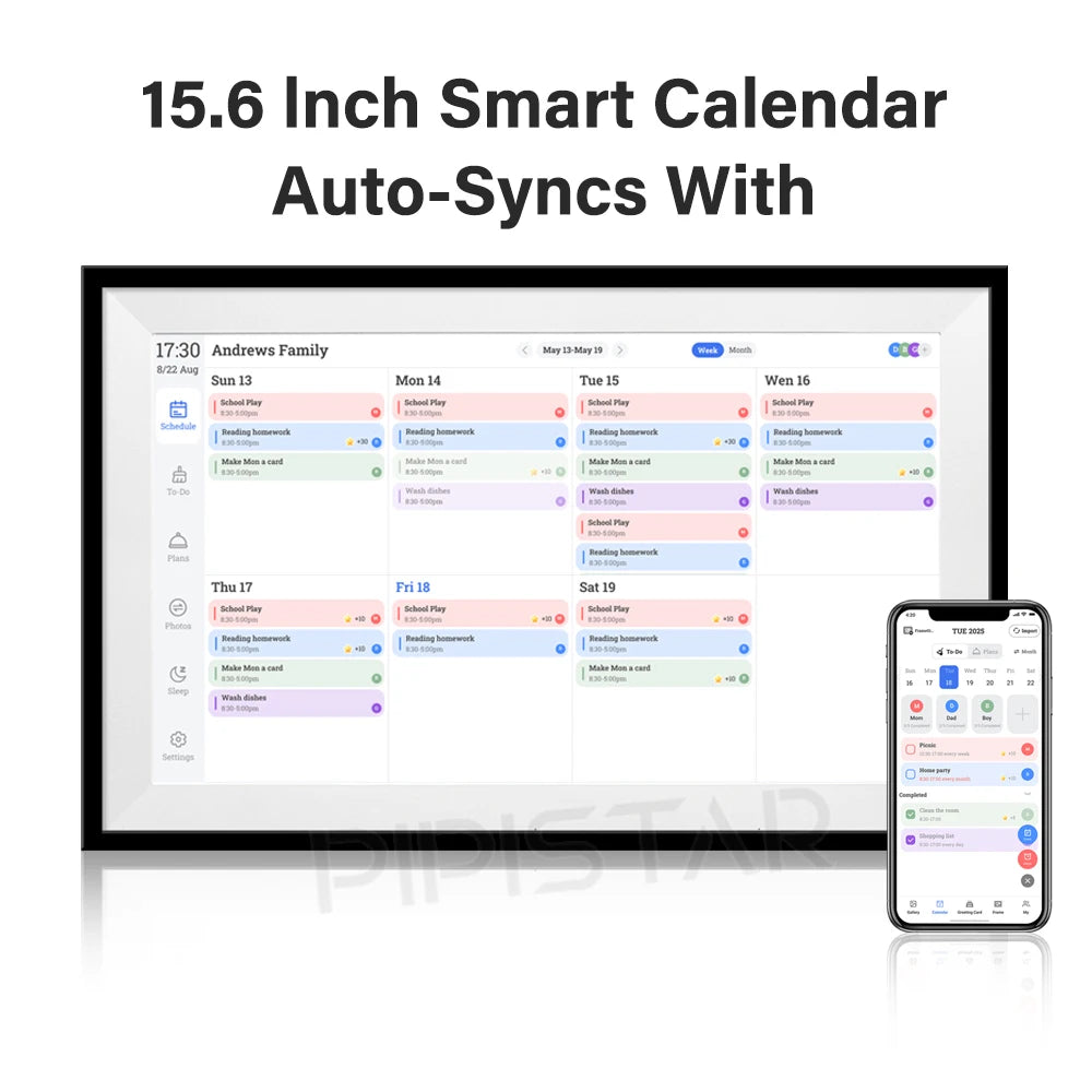 15.6 inch Family Smart Digital Calendar Electronic Chore Char To-Do List Planner for Home with WiFi Sync Digital Photo Frame