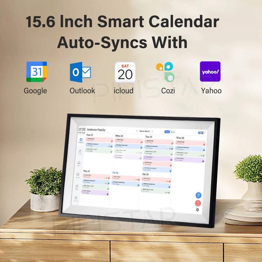 15.6 inch Family Smart Digital Calendar Electronic Chore Char To-Do List Planner for Home with WiFi Sync Digital Photo Frame