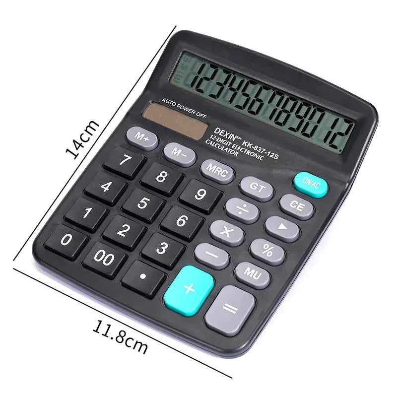 12 Digits Solar & Battery Dual Power Calculator Large LCD Display for Home Office School Finance Accounting Tools Calculator